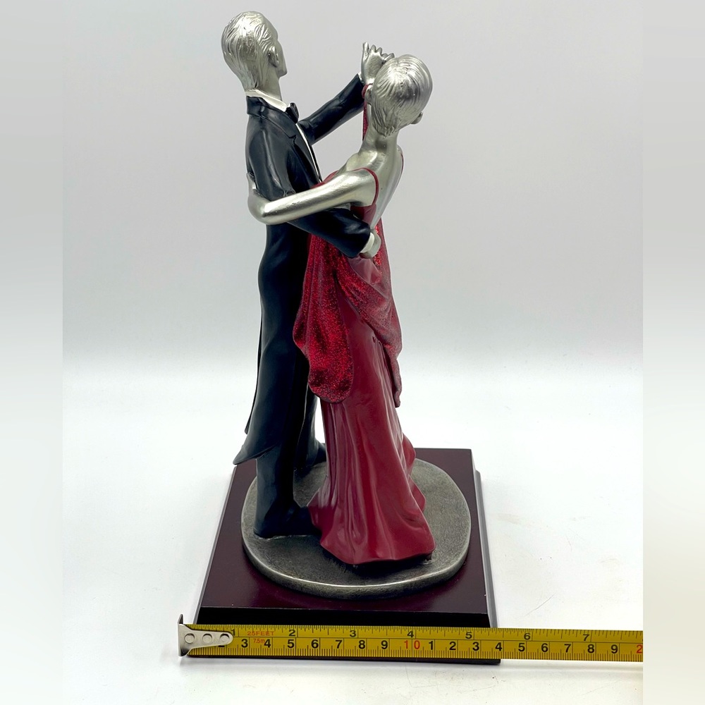 Vintage Art Deco Ballroom Dancing Couple; 10 1/2” Ceramic Statue on Wood Base - Picture 13 of 15